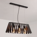 Industrial Island Lighting Nordic Style with Stripe Wire Net Metal Shade