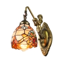 Single Light Tiffany Glass Shade Victorian Wall Sconce with Mermaid Lamp Arm