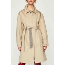New Arrival Fashion Plain Lapel Collar Long Sleeve Single Breasted Trench Coat