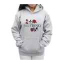 Chic Floral Letter Pattern Casual Long Sleeve Hoodie with Pockets