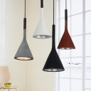 Vintage Cement Pendant Light with Conical Shade in Black/Red/Grey/White