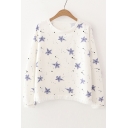 Lovely Star Pattern Fashion Long Sleeve Round Neck Casual T-Shirt