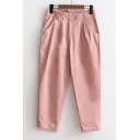 Loose Leisure Simple Plain Casual Pants with Pockets