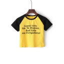 New Collection Color Block Letter Pattern Short Sleeve Cropped T-Shirt