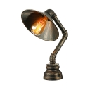 Dark Bronze Single Light Cone Shade Pipe LED Table Lamp