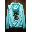 Cartoon Character Popeye Graphic Printed Back Hooded Zip Placket Sun-Proof Coat