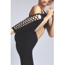 Hot Fashion Simple Plain Chic Crisscross Hollow Out Skinny Sports Pants