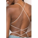 Summer's New Collection Sexy Crisscross Open Back Plain Bodysuit