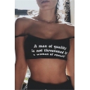 Summer's New Arrival Letter Printed Spaghetti Straps Cropped Cami Top
