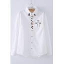 New Arrival Fashion Buttons Down Fresh Printed Lapel Collar Long Sleeve Shirt