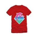 Hip Hop Style Cartoon Dolphin Pattern Short Sleeve Round Neck T-Shirt