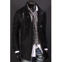 New Collection Stylish Stand-Up Collar Long Sleeve Double Breasted Coat