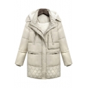 Winter's Comfort Warm Hooded Long Sleeve Basic Plain Zip Up Padded Coat
