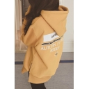 Chic Zip Up Side Letter Pattern Long Sleeve Warm Casual Loose Hoodie