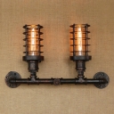 Industrial Wall Sconce E27 Lighting with Retro Metal Frame in Aged Bronze with Pipe Fixture Design