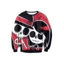 New Arrival Fashion 3D Skull Couple Printed Long Sleeve Round Neck Sweatshirt
