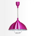 Industrial Adjustable Pendant Light with Ribbed Dome Shade in Gold/ Rose Red