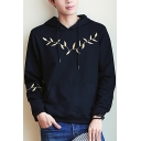 New Collection Leaves Embroidered Long Sleeve Leisure Hoodie
