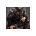 Sports Casual Fashion Color Block Camouflage Print Hooded Long Sleeve Zip Up Coat