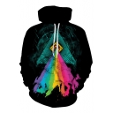 New Trendy Fashion Color Block Colorful Pattern Unisex Hoodie with Pockets