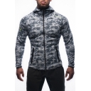 New Collection Camouflage Pattern Hooded Long Sleeve Zip Up Sports Training Coat