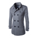 Winter's New Arrival Basic Plain Stand-Up Collar Long Sleeve Double Breasted Coat