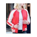 Fashion Color Block Long Sleeve Comfort Casual Zip Up Baseball Jacket