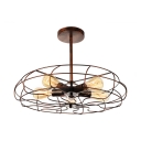 Industrial Fan LED Close to Ceiling Light in Wrought Iron Style