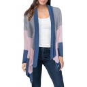 New Collection Fashion Color Block Long Sleeve Open Front Leisure Cardigan