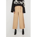 New Arrival High Rise Lace-Up Side Simple Plain Loose Wide Legs Pants