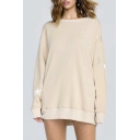 Fashion Star Embroidered Long Sleeve Round Neck Casual Loose Pullover Sweatshirt