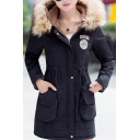 Winter's New Arrival Warm Fur Hooded Long Sleeve Zip Up Drawstring Waist Coat