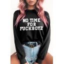New Arrival Funny Letter Printed Long Sleeve Round Neck Pullover Sweatshirt