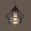 Industrial Hanging Pendant Light E26/E27 Lighting in Black with Vintage Lantern Shade