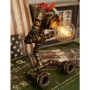 Industrial Pipe Table Lamp with Robert Shape Base in Bronze