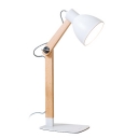 Industrial Adjustable Desk Lamp with Wood Arm, Black