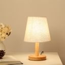 Vintage Accent Table Lamp with Wooden Base in White