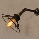 Industrial Wall Sconce Single Light with Retro Vintage Metal Cage Frame for Indoor/Hallway Lighting