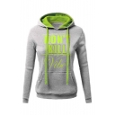 Casual Long Sleeve Fashion Color Block Letter Print Hoodie
