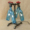 Industrial Table Lamp Retro Vintage with Fabulous Valve Decorative Pipe Fixture, Colorful Glass Shade