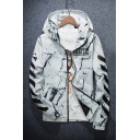 New Arrival Color Block Striped Printed Long Sleeve Hooded Zip Up Unisex Coat