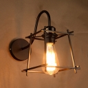 Industrial Vintage Wall Sconce Gooseneck Fixture Arm with Metal Cage Frame
