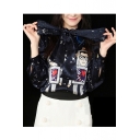 New Fashion Starry Robot Pattern Bow Neck Long Sleeve Blouse