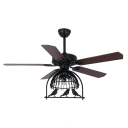 Industrial Fan Ceiling Light Fixture with  Birdcage Shade