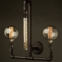 16'' H Black Iron 3 Lights Pipe LED Wall Lamp