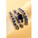 New Fashion Royral Blue Heart Design Zircon Ring