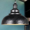 Vintage Pendant Light with 14.17''W Metal Shade in Antique Brass/Silver Finish