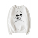 New Trendy Cartoon Alien Round Neck Long Sleeve Pullover Sweatshirt