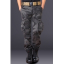 Chic Belted Loose Camo Pants with Pockets