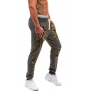 Men's Fashion Drawstring Waistband Camouflaged Patchwork Long Joggers
